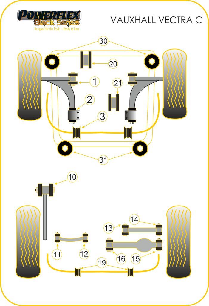 For Vauxhall Vectra C 2002-2008 PowerFlex Black Rear Lower Engine Mount Insert