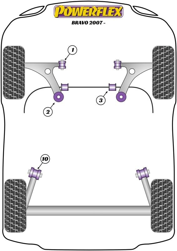 Fiat Bravo 2007-2014 PowerFlex Black Front Wishbone Front Bush 14mm