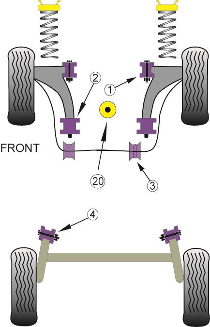For VW Polo 9N/9N3 2002-2008 PowerFlex Front Wishbone Rear Bush