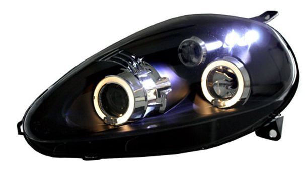 FIAT GRANDE PUNTO  2006-10/2008 BLACK ANGEL EYES HEADLIGHTS PAIR