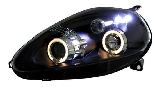 FIAT GRANDE PUNTO  2006-10/2008 BLACK ANGEL EYES HEADLIGHTS PAIR
