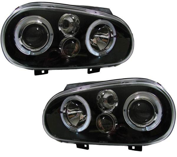 VOLKSWAGEN GOLF MK4  1998-2004 BLACK ANGEL EYES HEADLIGHTS PAIR