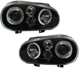 VOLKSWAGEN GOLF MK4  1998-2004 BLACK ANGEL EYES HEADLIGHTS PAIR