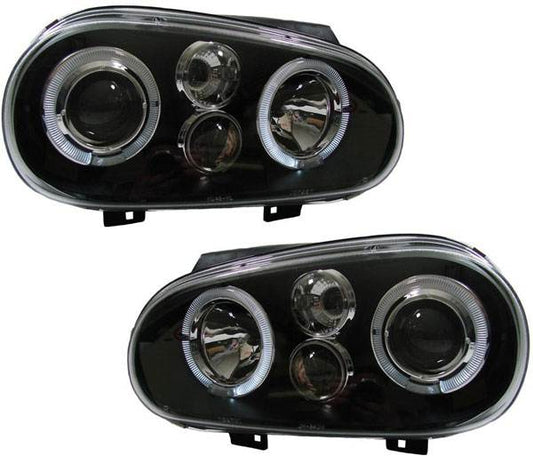 VOLKSWAGEN GOLF MK4  1998-2004 BLACK ANGEL EYES HEADLIGHTS PAIR
