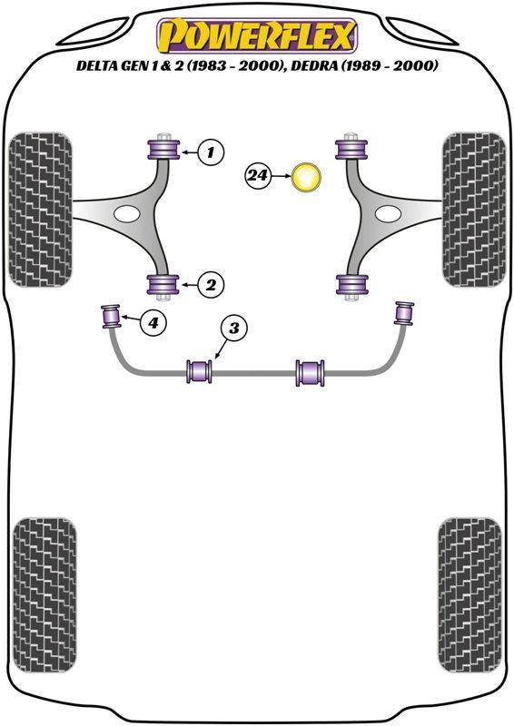 For Lancia Dedra (1989-2000) PowerFlex Front Wishbone Bush Set