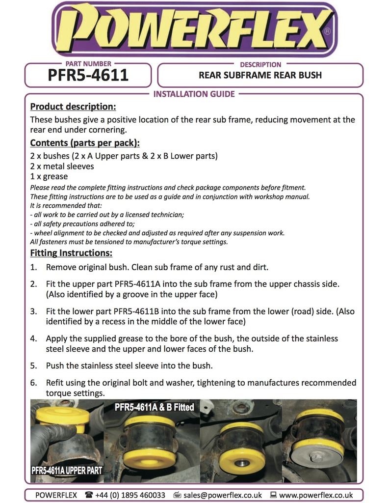 For BMW Z4 E85, E86 2003-2009 PowerFlex Rear Subframe Rear Bush