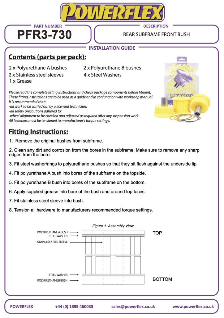 For Audi S5 2007 on PowerFlex Rear Subframe Front Bush