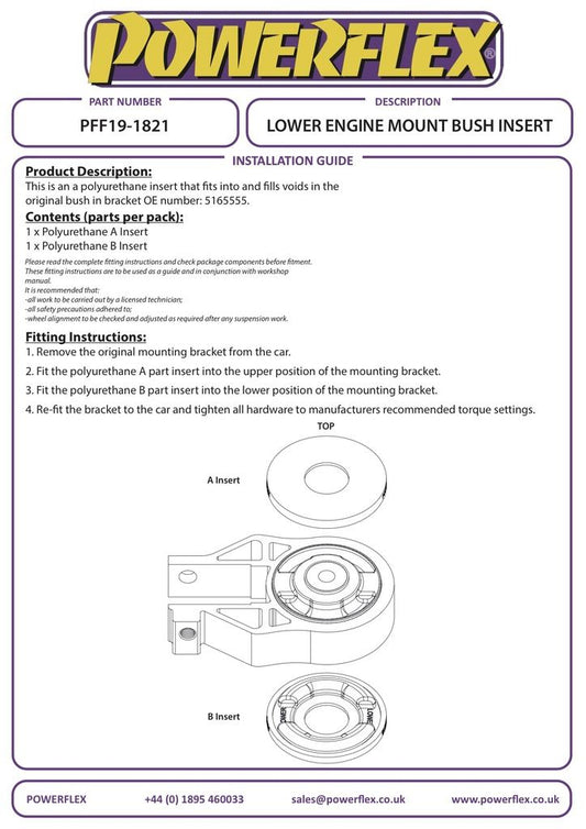 For Ford Focus Mk3 ST 2011 on PowerFlex Black Lower Engine Mount Bush Insert