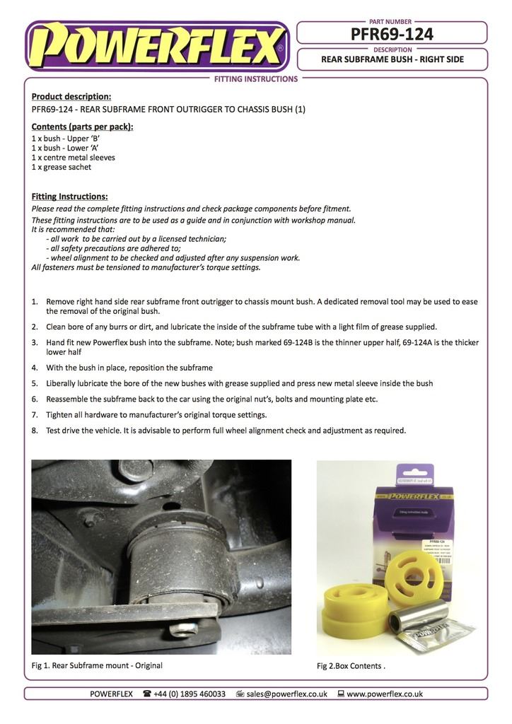 For Subaru Forester 2002-2008 PowerFlex Rear Subframe Outrigger Right Side