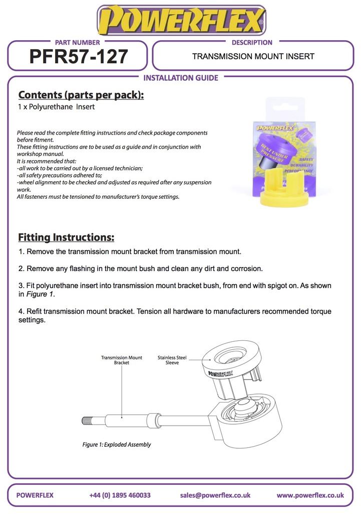 Porsche 911 964 (1989-1994) PowerFlex Transmission Mount Bracket Bush Insert