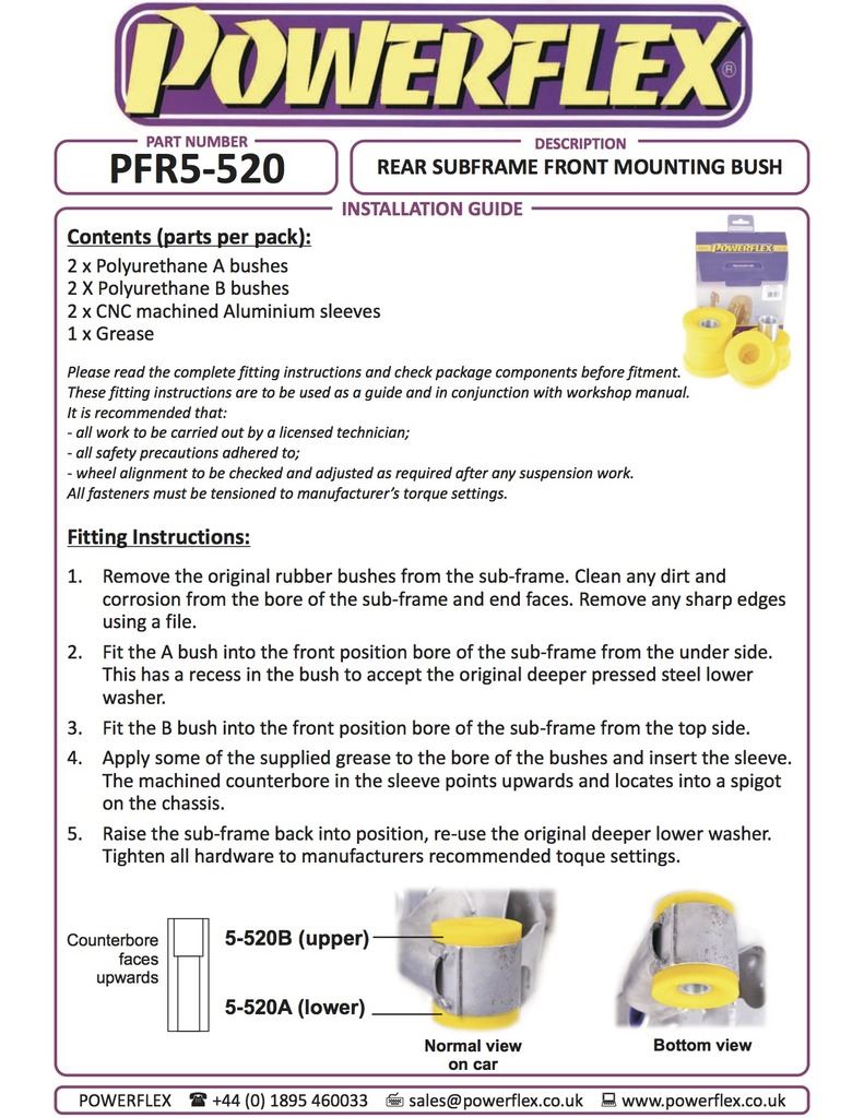 For BMW E39 5 Series 1996-2004 PowerFlex Black Rear Subframe Front Mounting Bush