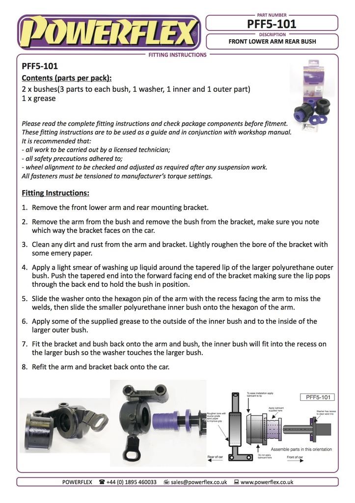 For Mini R50/52/53 2000-2006 PowerFlex Front Wishbone Rear Bush