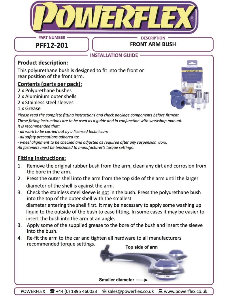 For Citroen C3 2002-2010 PowerFlex Black Series Front Arm Rear Bush