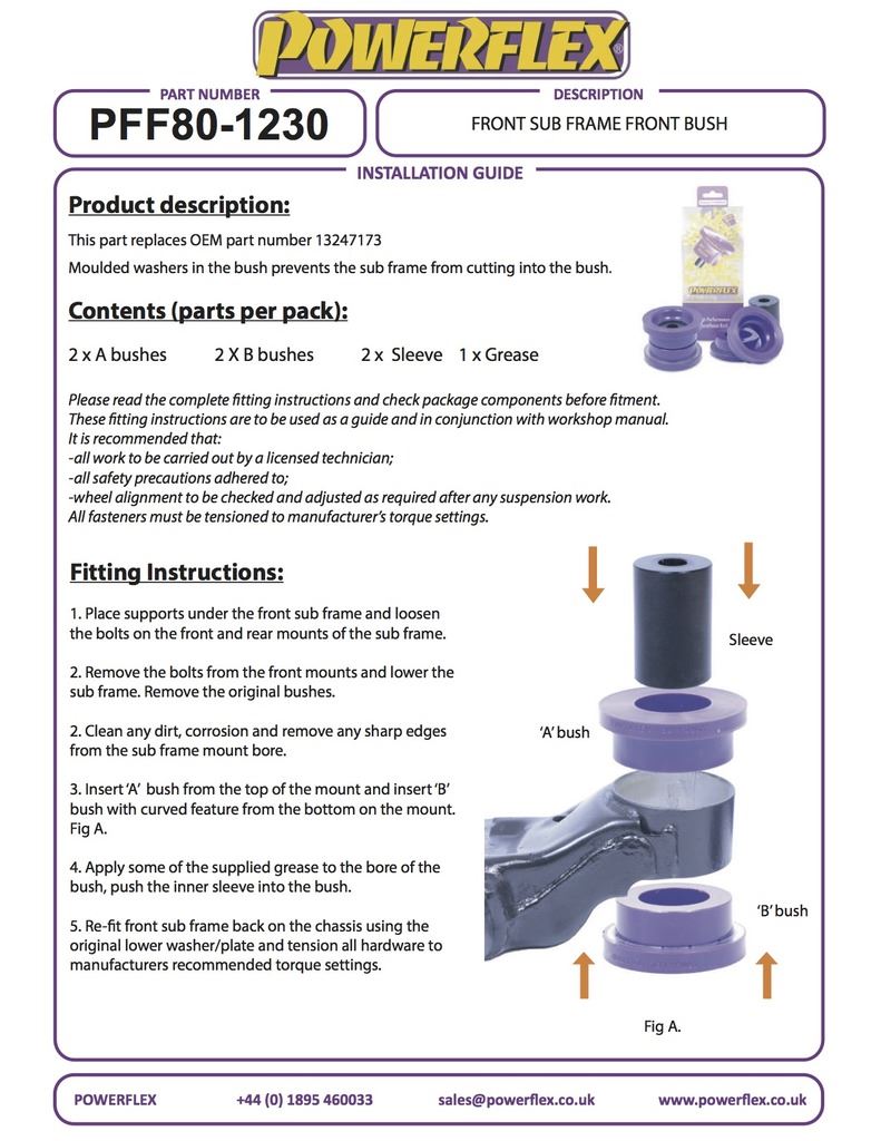 For Saab 9-3 2003-2014 PowerFlex Front Subframe Front Bush