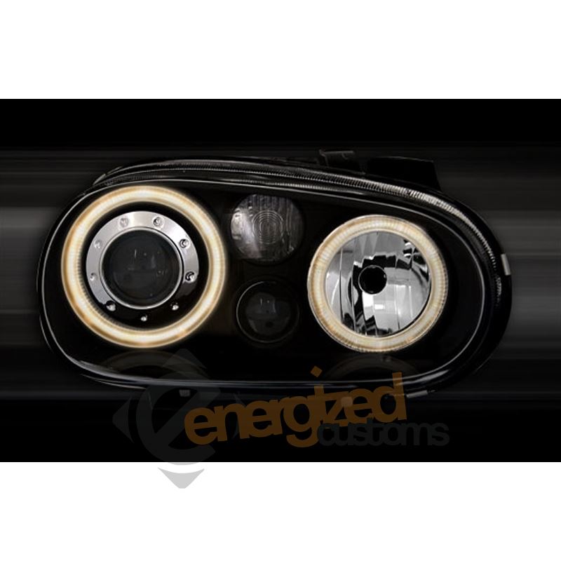 VW GOLF MK4 1998-2004 BLACK ANGEL EYES HALO HEADLIGHTS PAIR