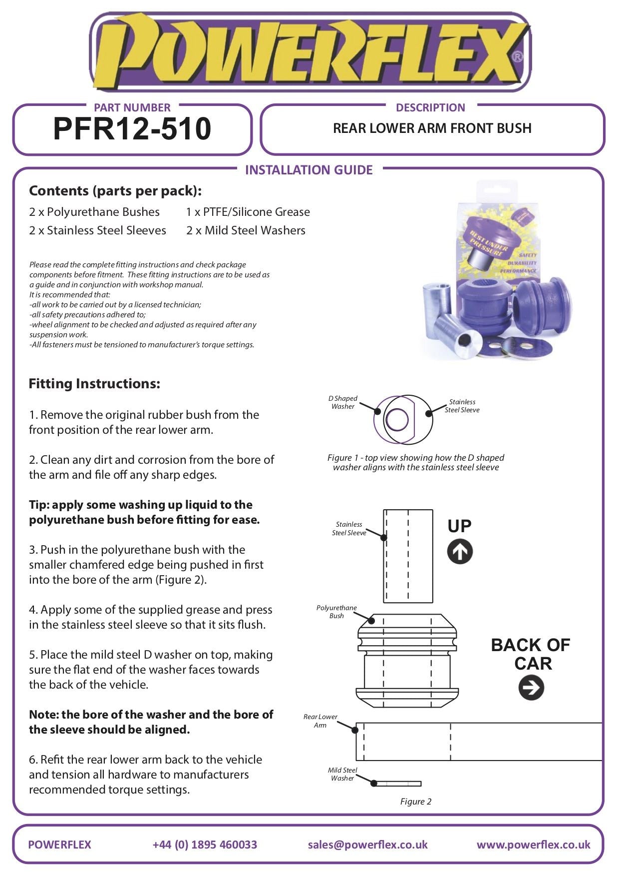 Peugeot 3008 MK1 Hybrid4 4x4 (2011-2016) PowerFlex Rear Lower Arm Front Bush