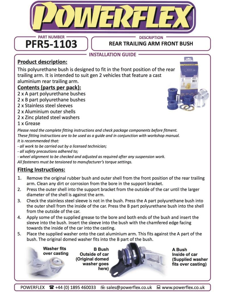 For Mini Countryman R60 4WD 2010-2016 PowerFlex Rear Trailing Arm Front Bush
