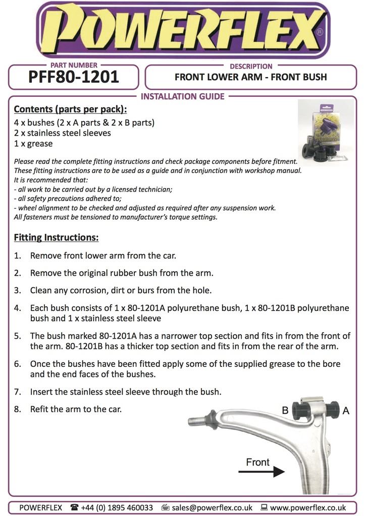 For Vauxhall Vectra C 2002-2008 PowerFlex Front Lower Wishbone Front Bush
