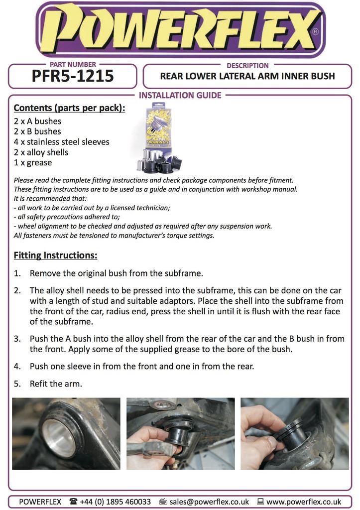 For BMW 3 Series 2005-2013 PowerFlex Black Rear Lower Lateral Arm Inner Bush