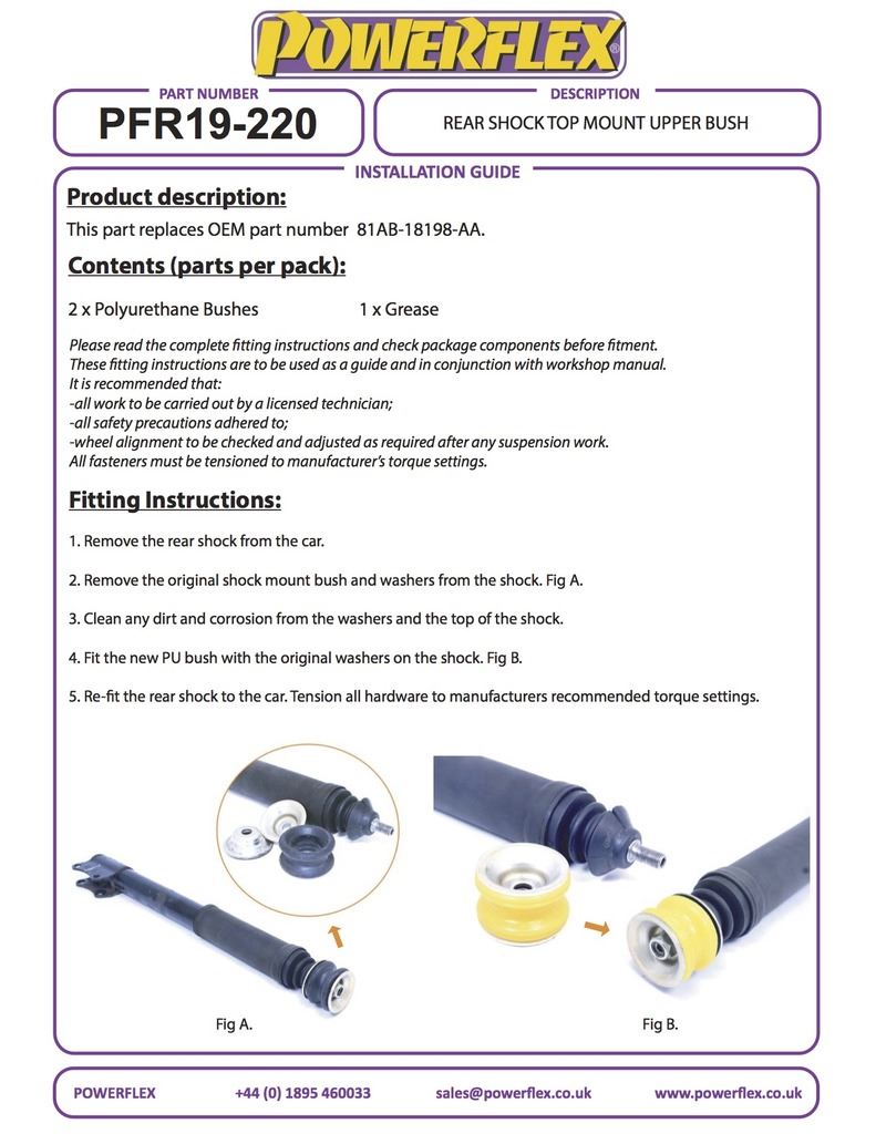 For Ford Escort Mk3/Mk4 1980-1990 PowerFlex Rear Shock Top Mount Upper Bush