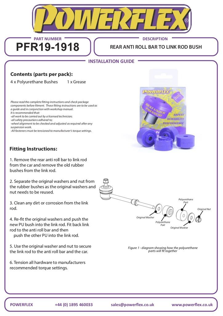 Volvo S60 2WD 2010-onwards PowerFlex Rear Anti Roll Bar To Link Rod Bush