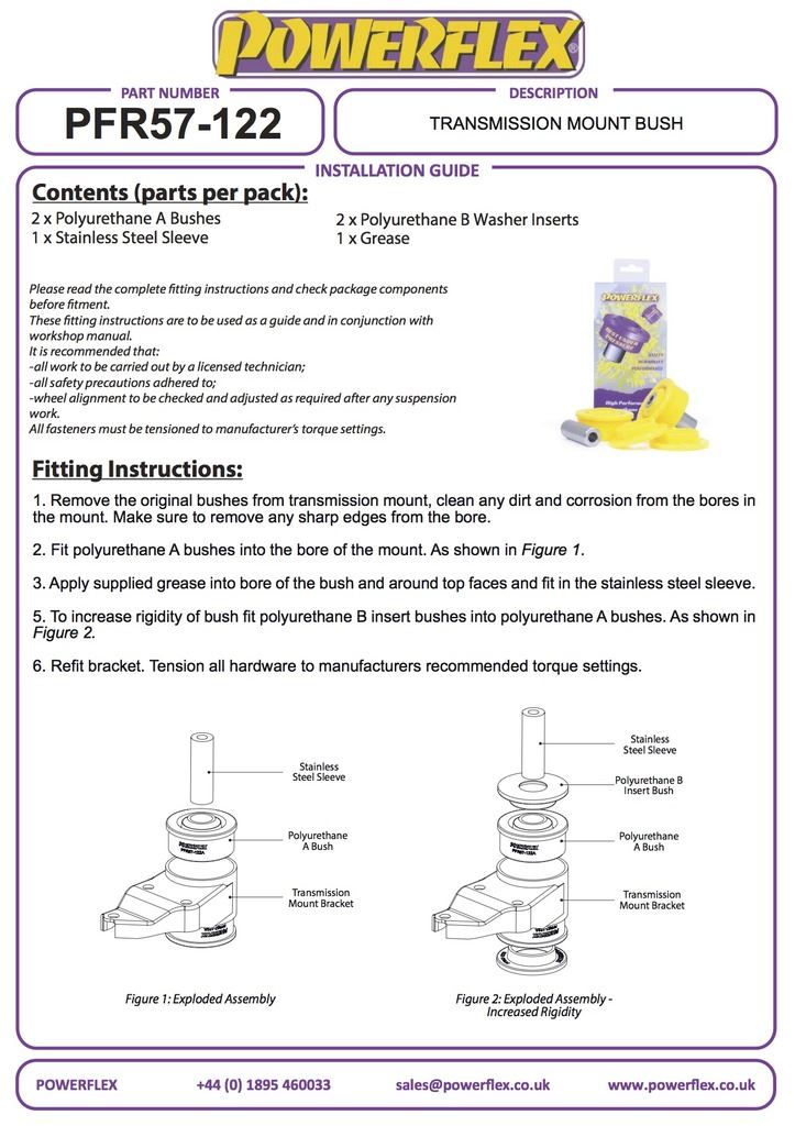 Porsche 911 964 (1989-1994) PowerFlex Black Transmission Mount Large Bush