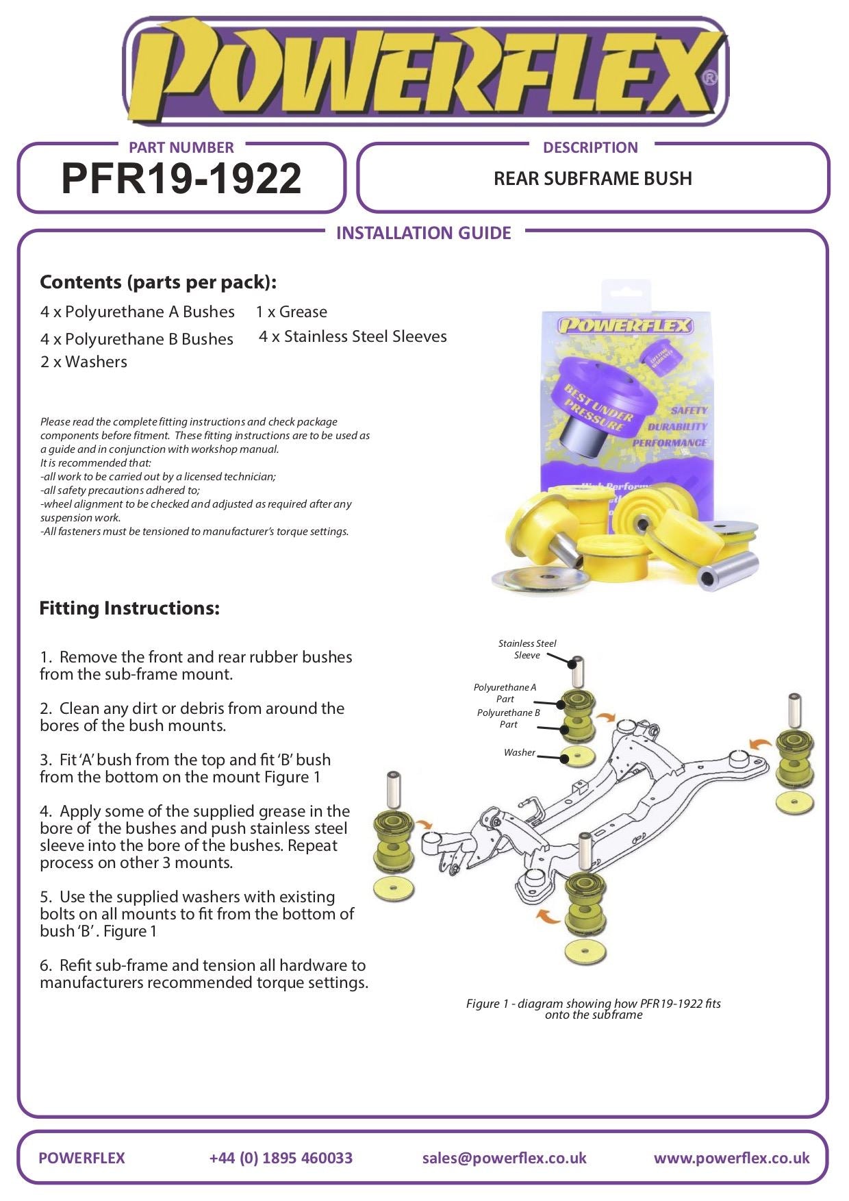 For Volvo S80 (2006-2016) PowerFlex Rear Subframe Bush