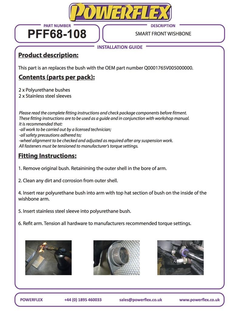 For Smart Roadster inc Brabus 2003-2005 PowerFlex Rear Link Arm Bush Inner