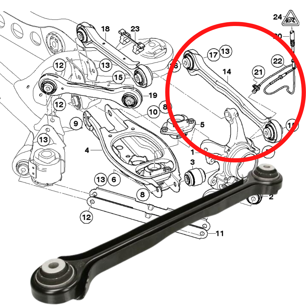 BMW 1 Series E87 2003-2012 Lower Left or Right Rear Wishbone Suspension Arm