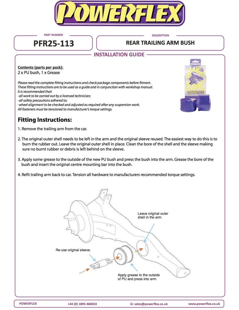 For Rover 200 Series Old Shape PowerFlex Rear Trailing Arm Mount Bush