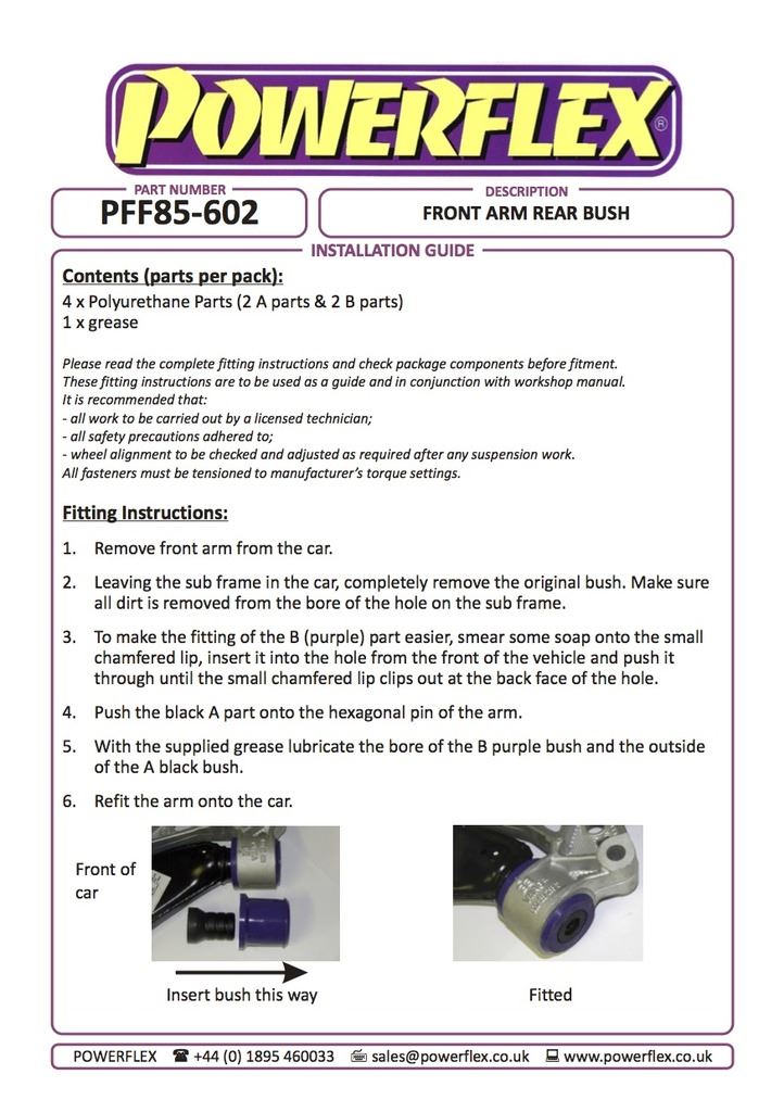 For VW Fox PowerFlex Front Wishbone Rear Bush