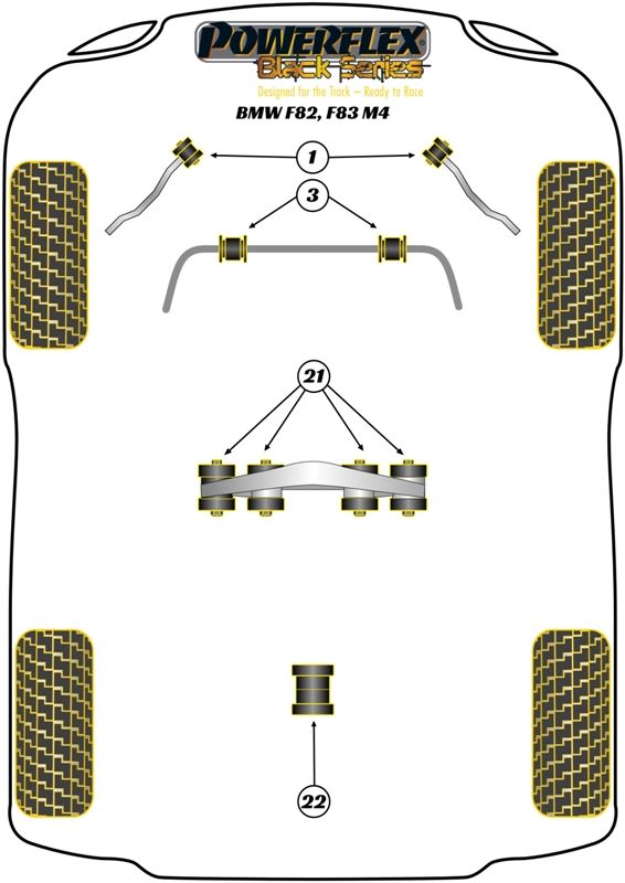 For BMW F82, F83 M4 4 Series PowerFlex Black Rear Diff Rear Mounting Bush