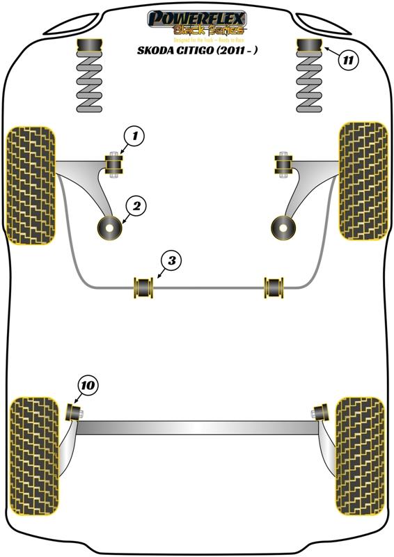 Skoda Citigo (2011 -) PowerFlex Black Rear Beam Mounting Bush