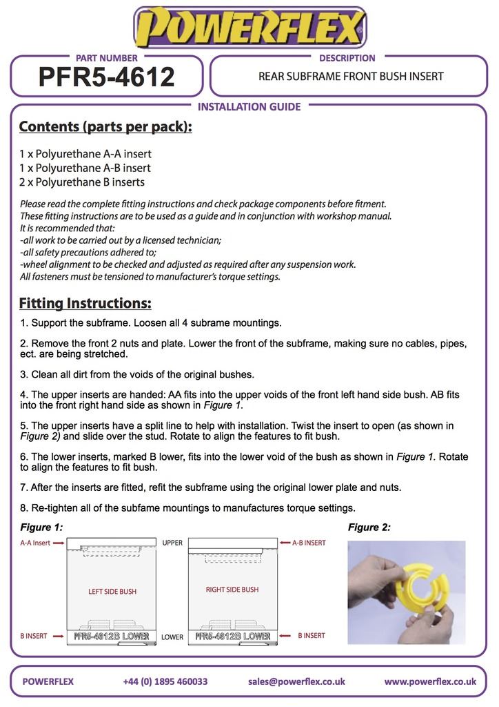 For BMW Z4 E85, E86 2003-2009 PowerFlex Black Rear Subframe Front Bush Insert