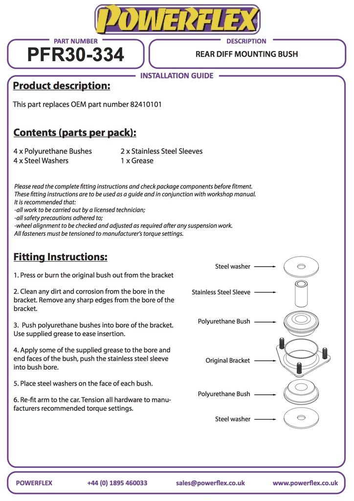 For Lancia Integrale 16v 1989-1994 PowerFlex Black Rear Diff Mounting Bush