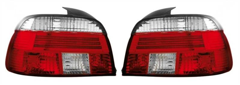 BMW 5 SERIES E39 SALOON 1996-2000 REAR TAIL LIGHTS CRYSTAL RED & CLEAR  PAIR