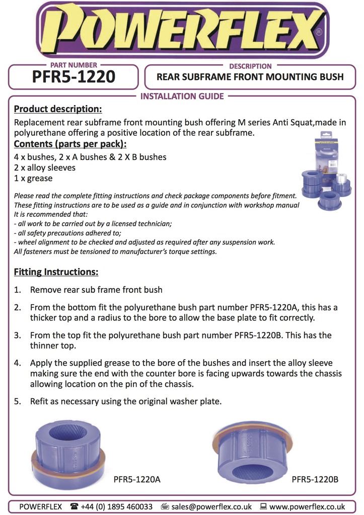 For BMW 3 Series 2005-2013 PowerFlex Black Series Rear Subframe, Front Bush