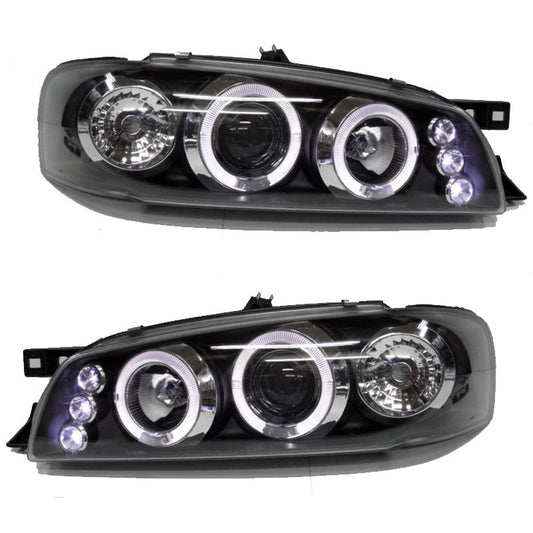 SUBARU IMPREZA  1997-2000 BLACK ANGEL EYES HEADLIGHTS PAIR