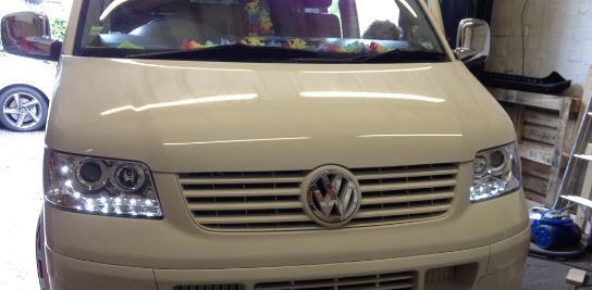VOLKSWAGEN TRANSPORTER T5 INC.CARAVELLE 2003-2010 CHROME DRL HEADLIGHTS PAIR
