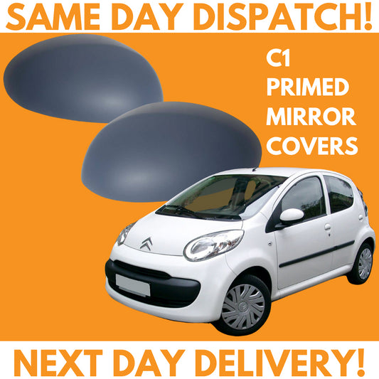 Citroen C1 2005-2014 Wing Mirror Covers Primed Left & Right Side Pair