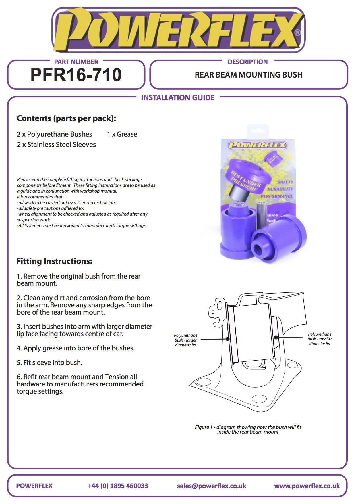 For Fiat Stilo (2001-2010) PowerFlex Rear Beam Mounting Bush
