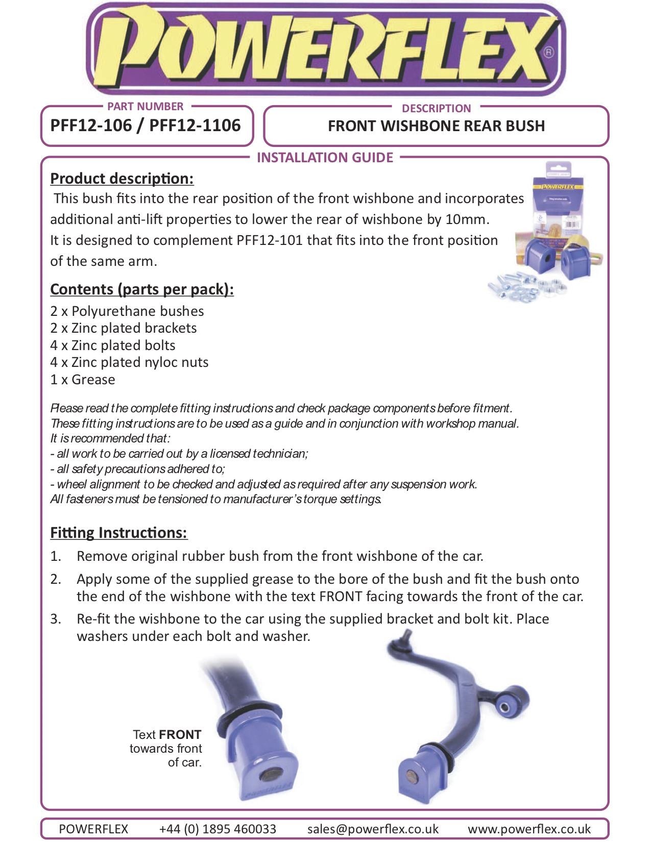 Peugeot 106 & 106 GTi/Rallye PowerFlex Front Wishbone Rear Bush