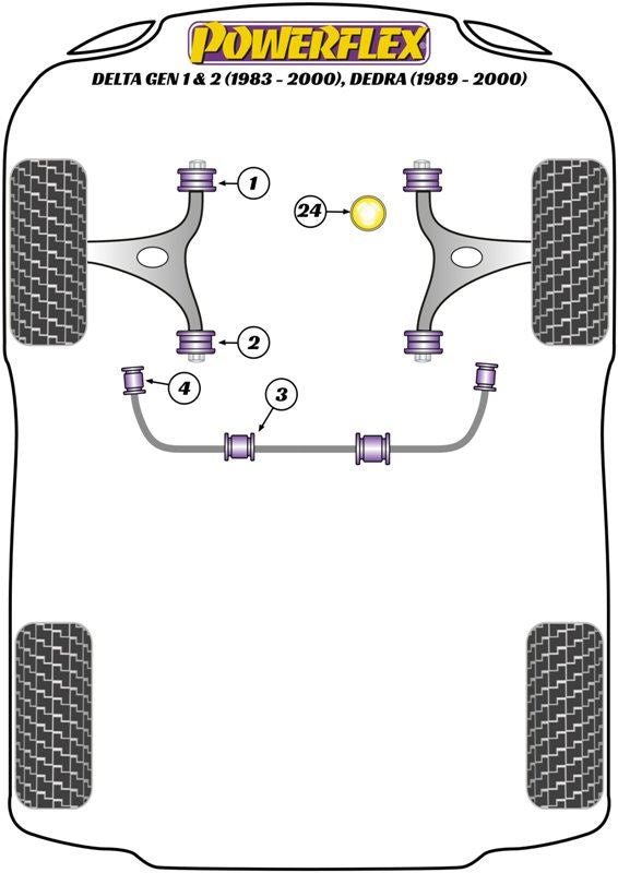 Lancia Delta Gen 1&2 1983-2000 PowerFlex Front Anti Roll Bar To Chassis Bush