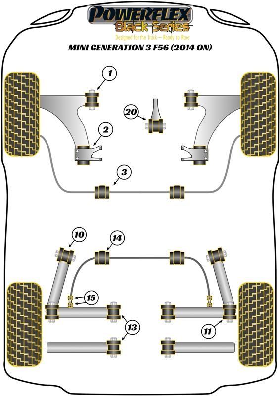 Mini Generation 3 F56 (2014 on) PowerFlex Rear Anti Roll Bar Bush 21.8mm
