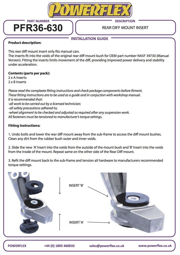 For Fiat 124 SPIDER 2016 on PowerFlex Black Series Rear Diff Mount Insert