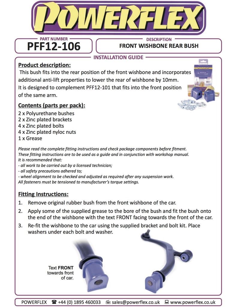 For Peugeot 106 & 106 GTi/Rallye PowerFlex Front Wishbone Rear Bush