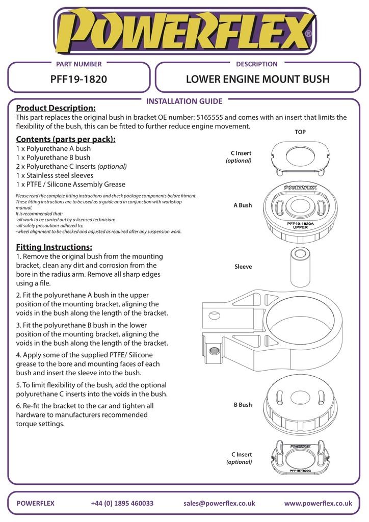 For Ford Focus Mk3 ST 2011 on PowerFlex Lower Engine Mount Bush