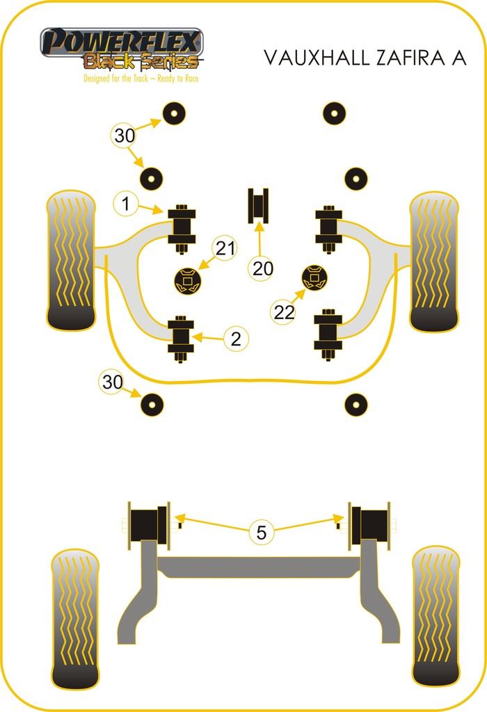 For Vauxhall Zafira A 1999-2004 PowerFlex Black Series Front Wishbone Front Bush