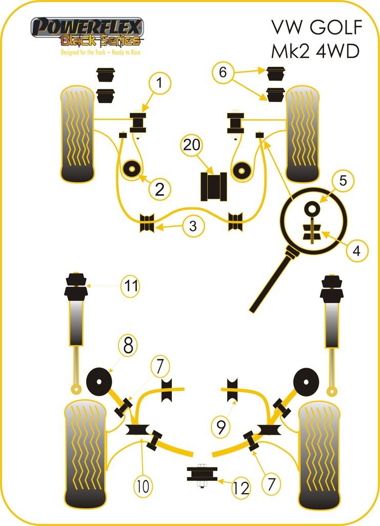 VW Golf MK2 G60, Rallye, Country 1985-1992 PowerFlex PowerAlign Camber Bolt Kit