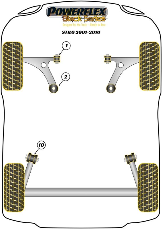 For Fiat Stilo (2001-2010) PowerFlex Black Front Wishbone Rear Bush